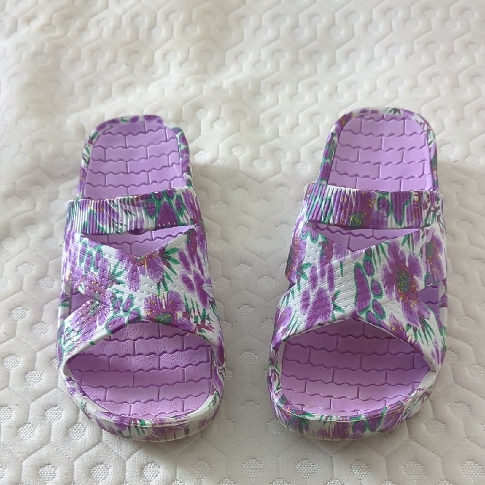 Floral Purple Slide Sandals